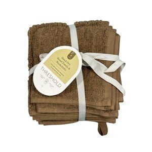 Threshold Quick Dry Hand Towels & Washcloths 4 Piece Dapper Brown Cotton Set
